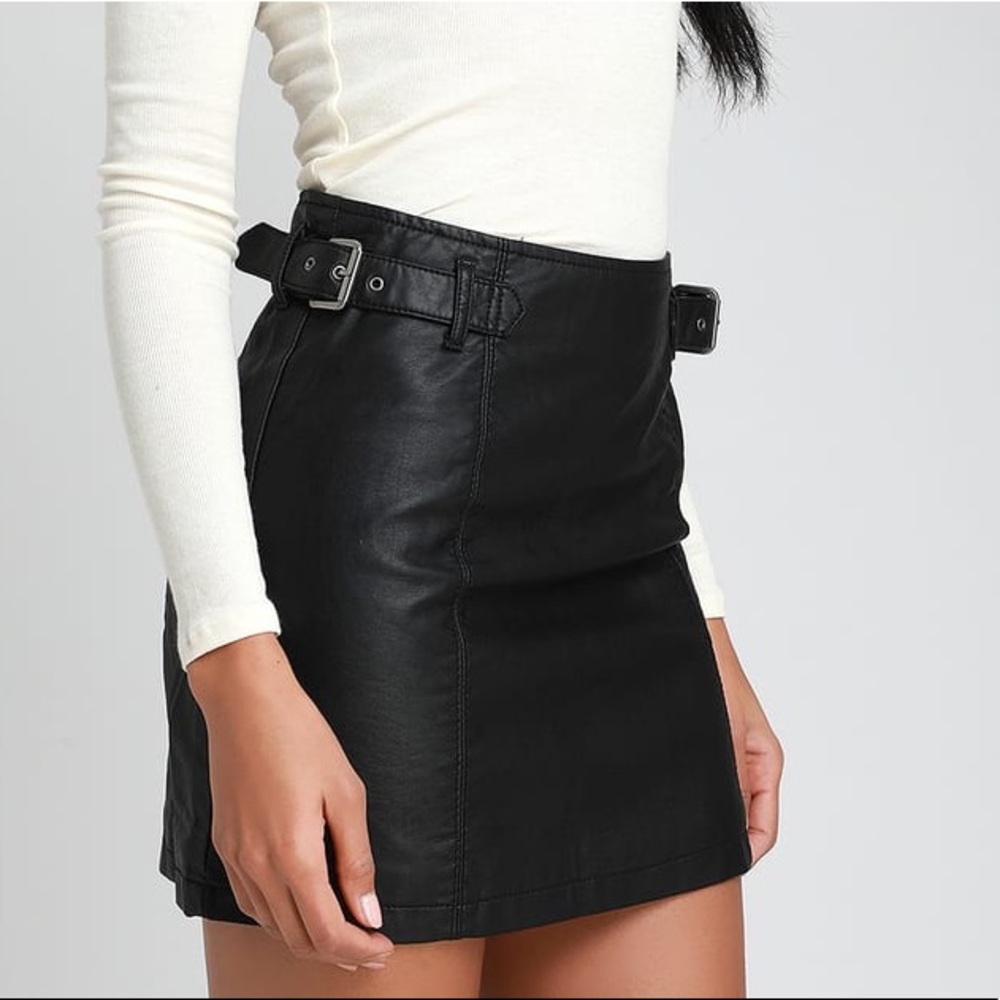 Free People Leather Black Mini Vegan